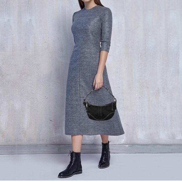 Coach Signature Mini Black Canvas Leather Hobo Shoulder Bag - Picture 14 of 14